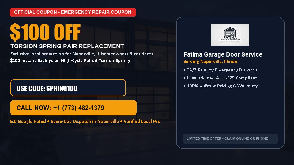 Fatima Garage Door Service $100 OFF Dual Torsion Spring Replacement in Naperville, IL